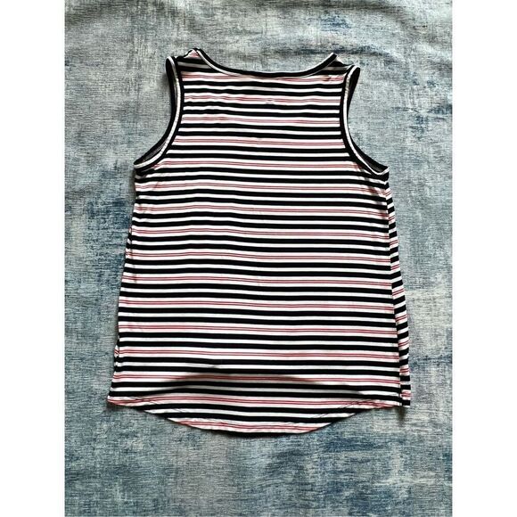 Christian Siriano Red White Very Dark Blue Striped Knot Front Tank Top Size M - Picture 2 of 6